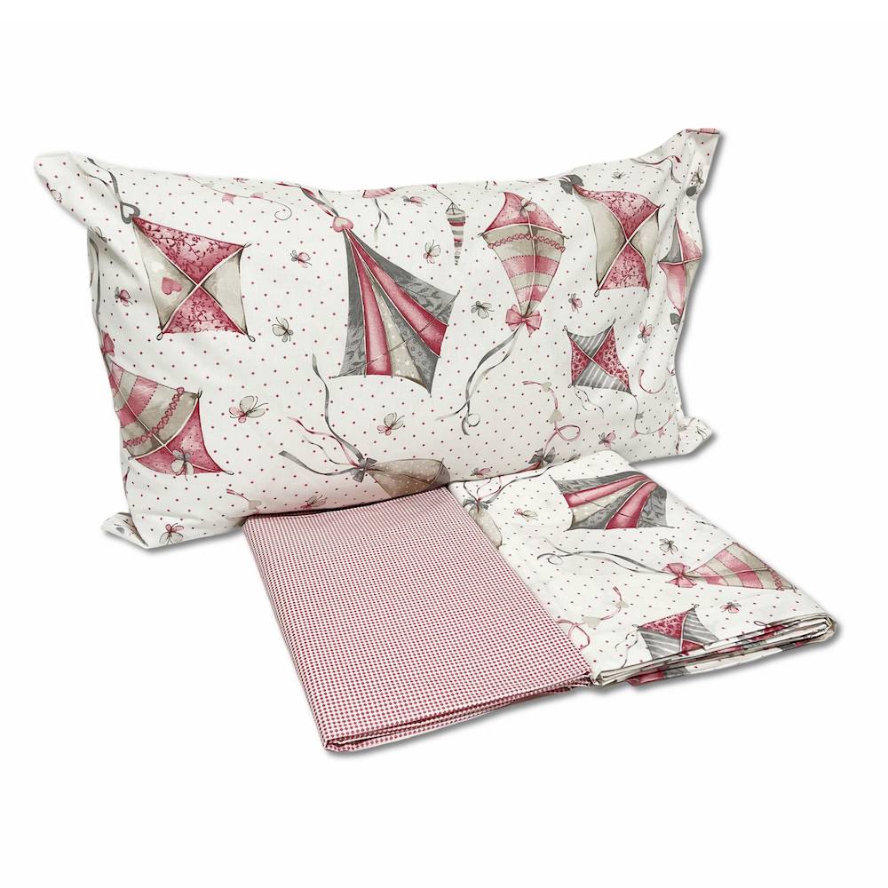 Completo Lenzuola Aquiloni rosa singolo