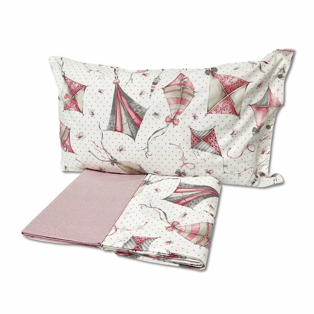Completo Lenzuola Aquiloni rosa singolo