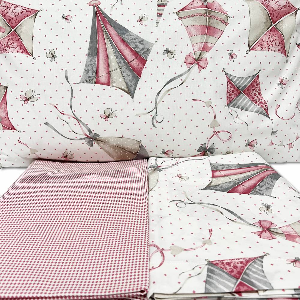 Completo Lenzuola Aquiloni rosa singolo