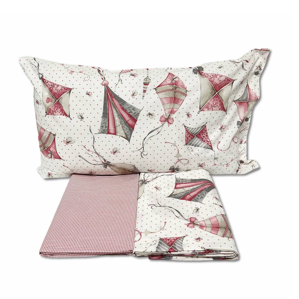 Completo Lenzuola Aquiloni rosa matrimoniale