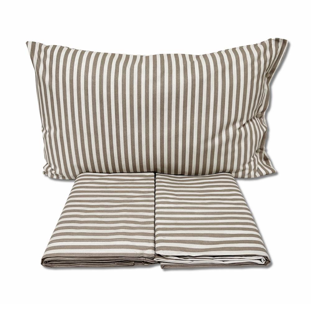 Completo Lenzuola Riga bastoncino tortora singolo