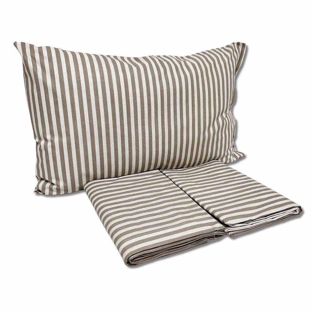Completo Lenzuola Riga bastoncino tortora singolo