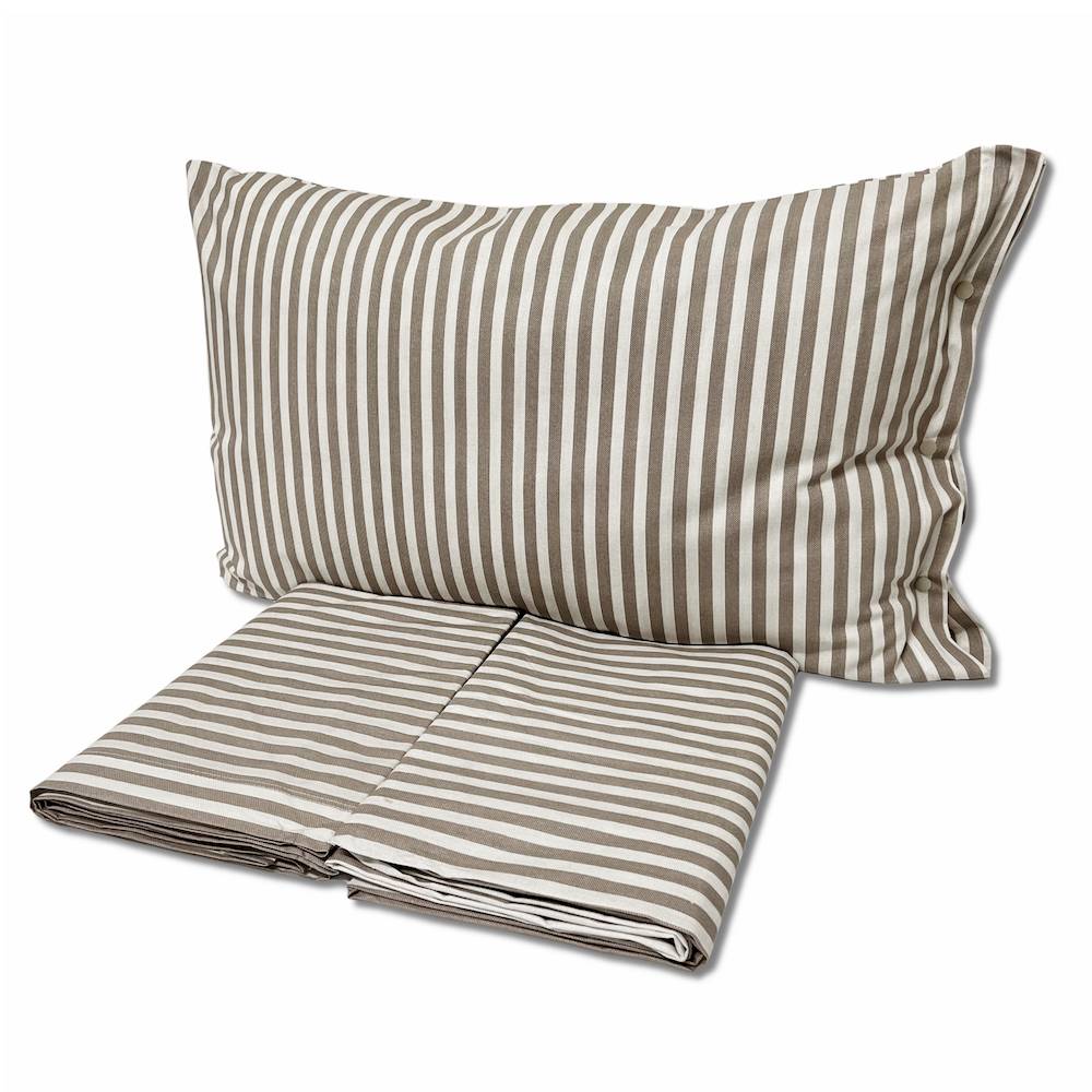 Completo Lenzuola Riga bastoncino tortora singolo