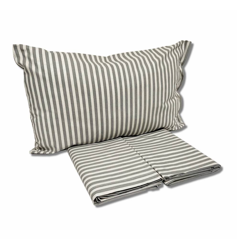 Completo Lenzuola Riga bastoncino grigio piazza e mezzo