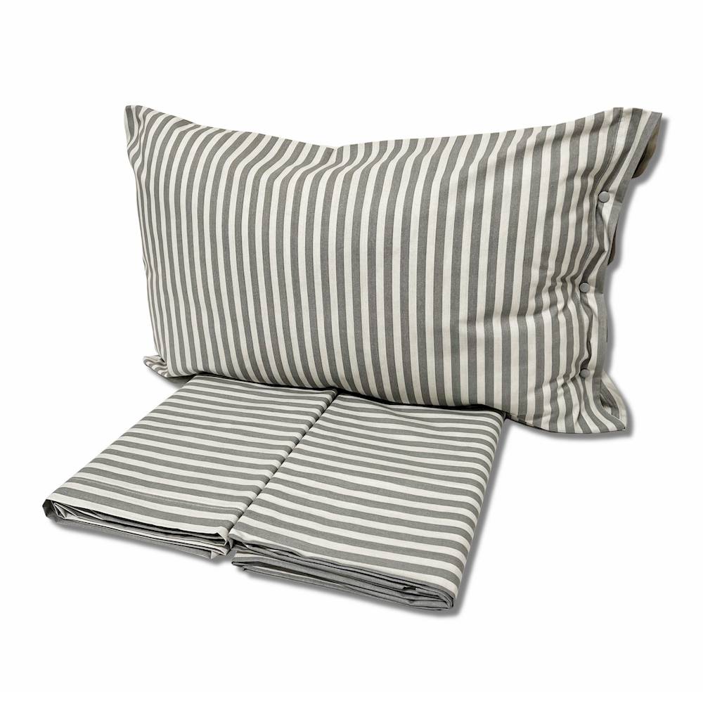 Completo Lenzuola Riga bastoncino grigio piazza e mezzo
