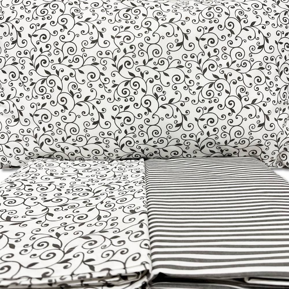 Completo Lenzuola Arabesco grigio matrimoniale