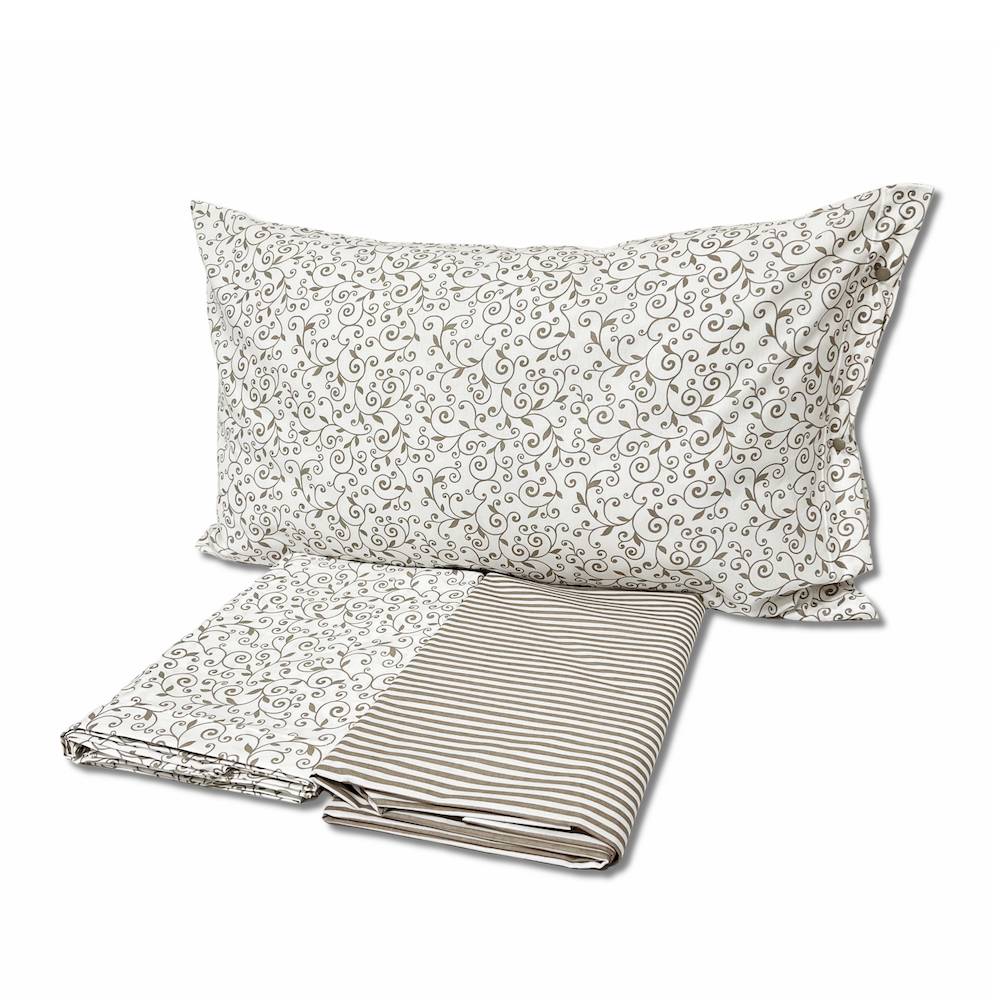 Completo Lenzuola Arabesco tortora singolo