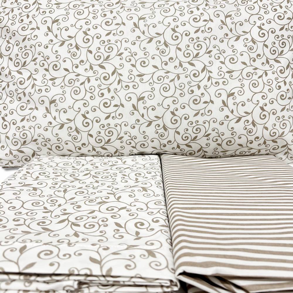 Completo Lenzuola Arabesco tortora singolo