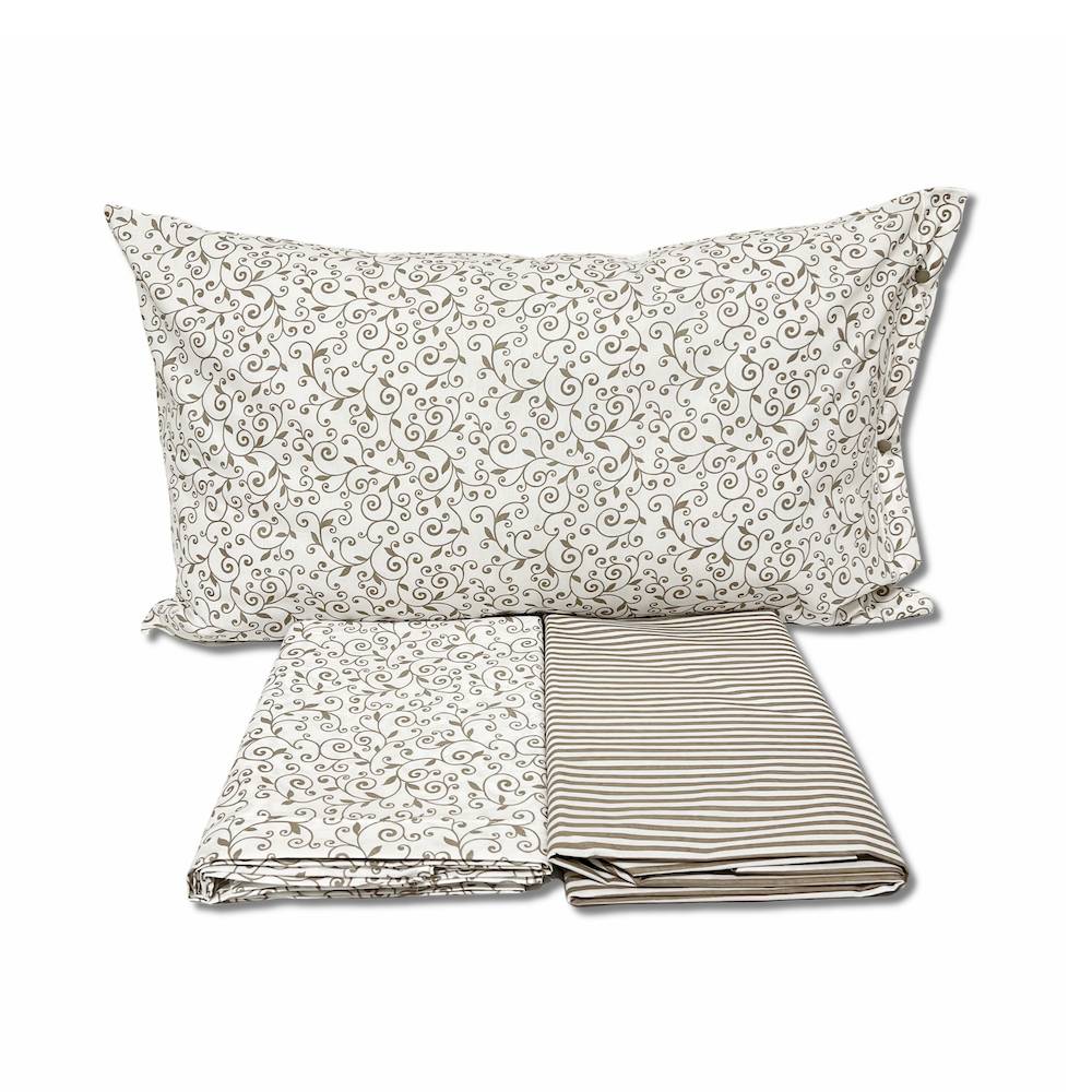 Completo Lenzuola Arabesco tortora matrimoniale