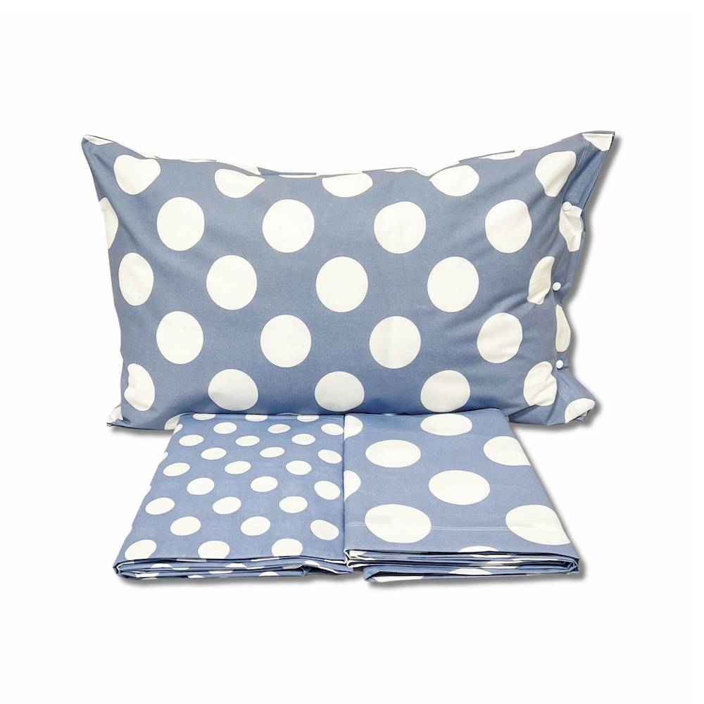 Completo Lenzuola Moon pois azzurro singolo