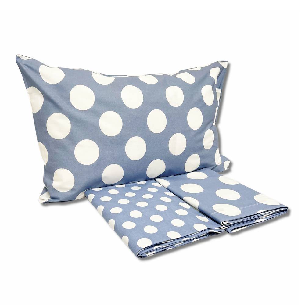 Completo Lenzuola Moon pois azzurro singolo