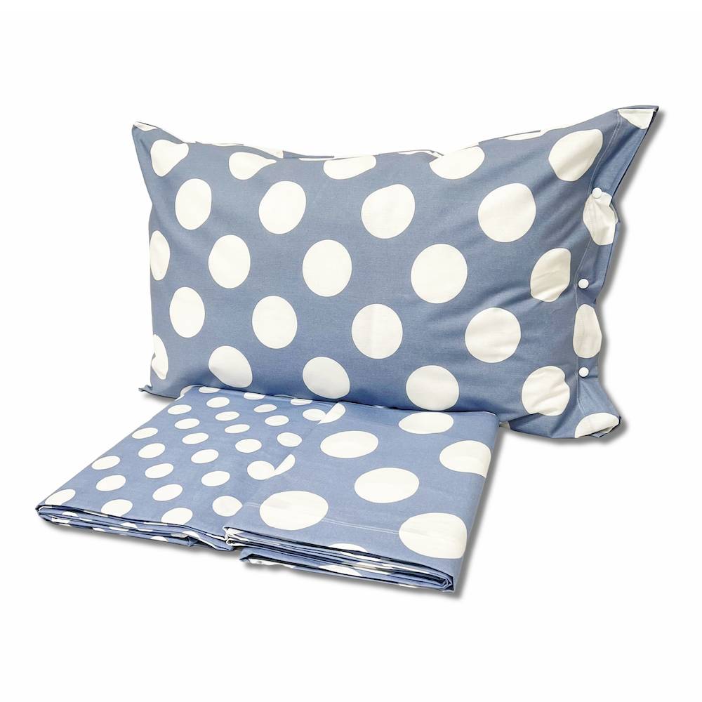 Completo Lenzuola Moon pois azzurro singolo