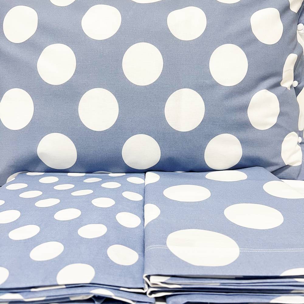 Completo Lenzuola Moon pois azzurro singolo