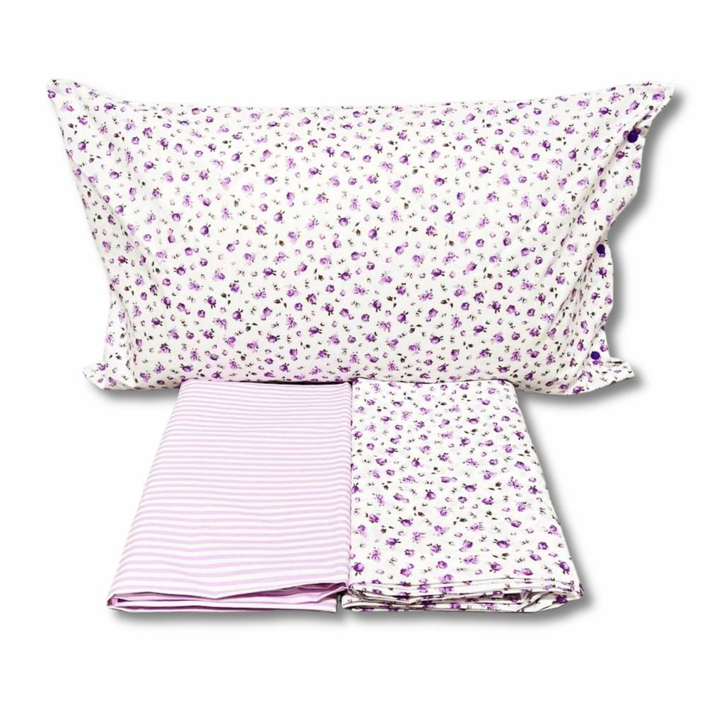 Completo Lenzuola Emy roselline lilla singolo