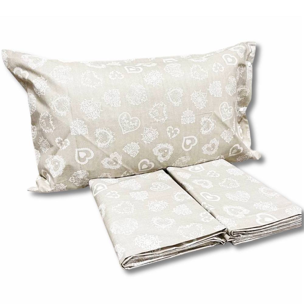 Completo Lenzuola Cuori bianchi matrimoniale