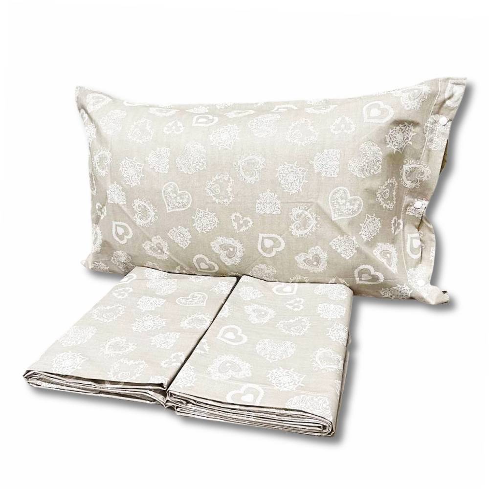 Completo Lenzuola Cuori bianchi matrimoniale