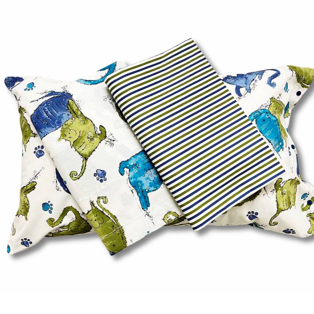 Completo Lenzuola Gattoni blu matrimoniale