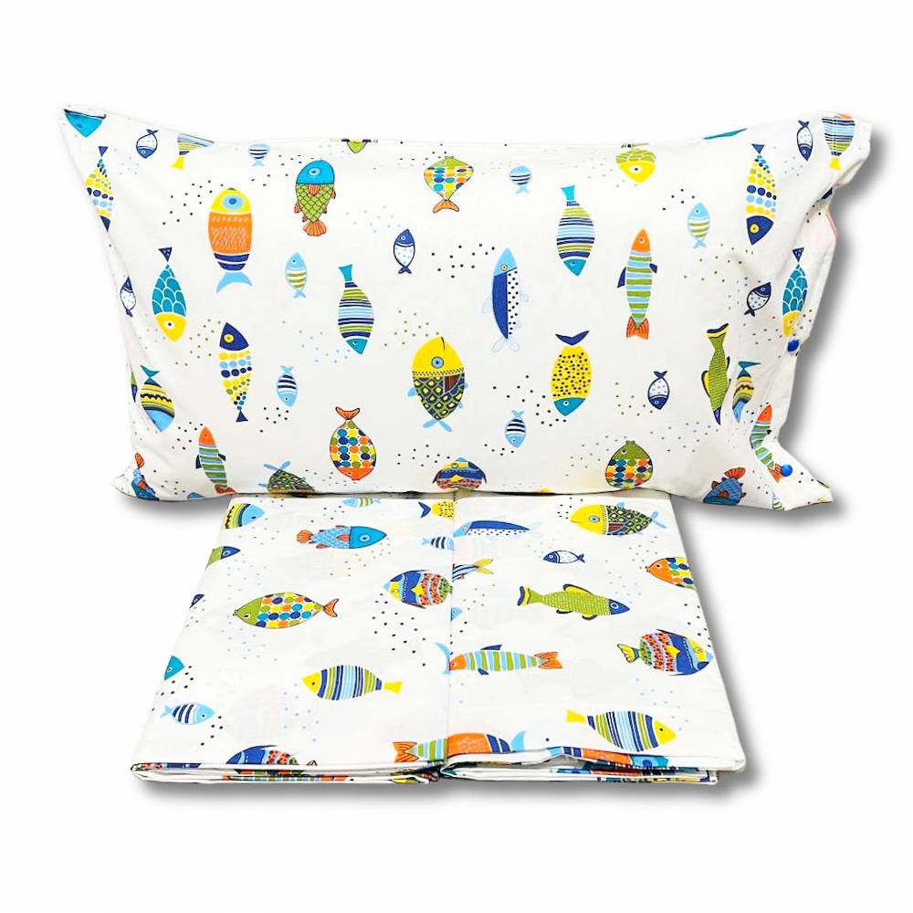 Completo Lenzuola Pesciolini arcobaleno matrimoniale