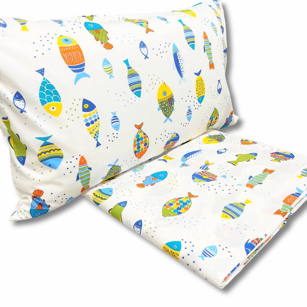 Completo Lenzuola Pesciolini arcobaleno matrimoniale