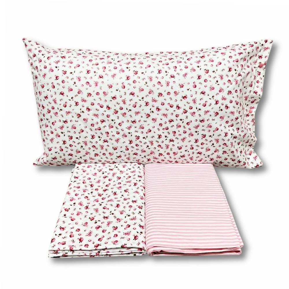 Completo Lenzuola Emy roselline rosa matrimoniale