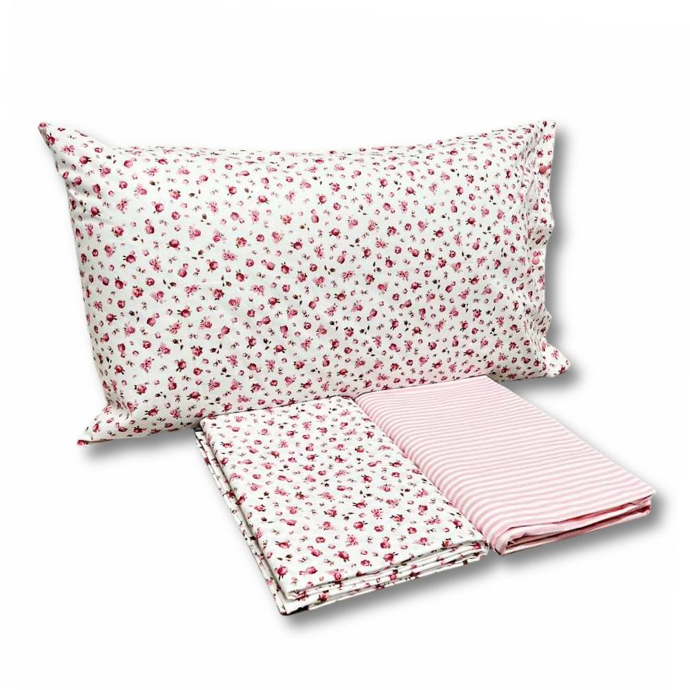 Completo Lenzuola Emy roselline rosa matrimoniale