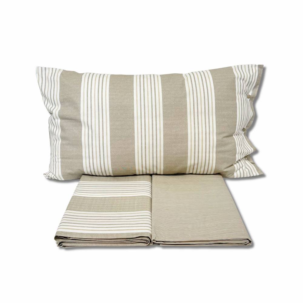 Completo Lenzuola Millerighe beige matrimoniale