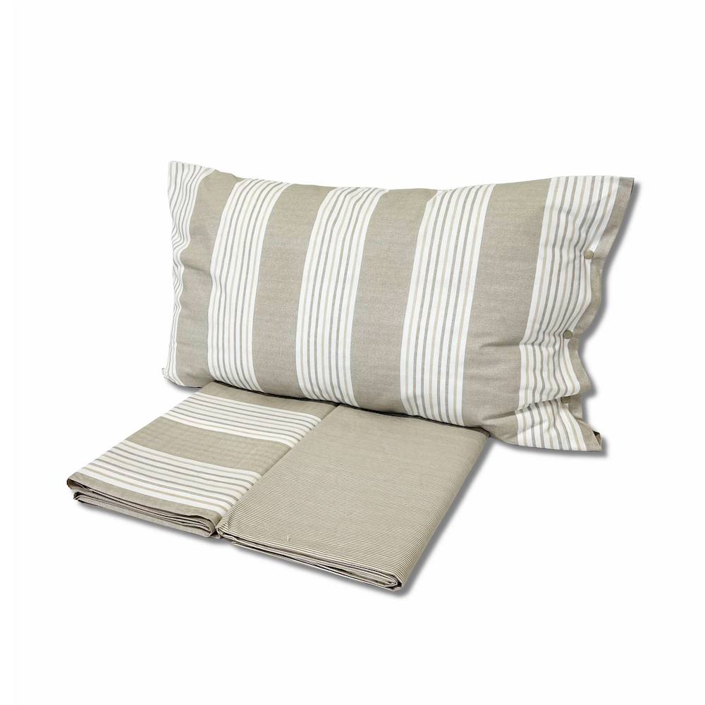 Completo Lenzuola Millerighe beige matrimoniale