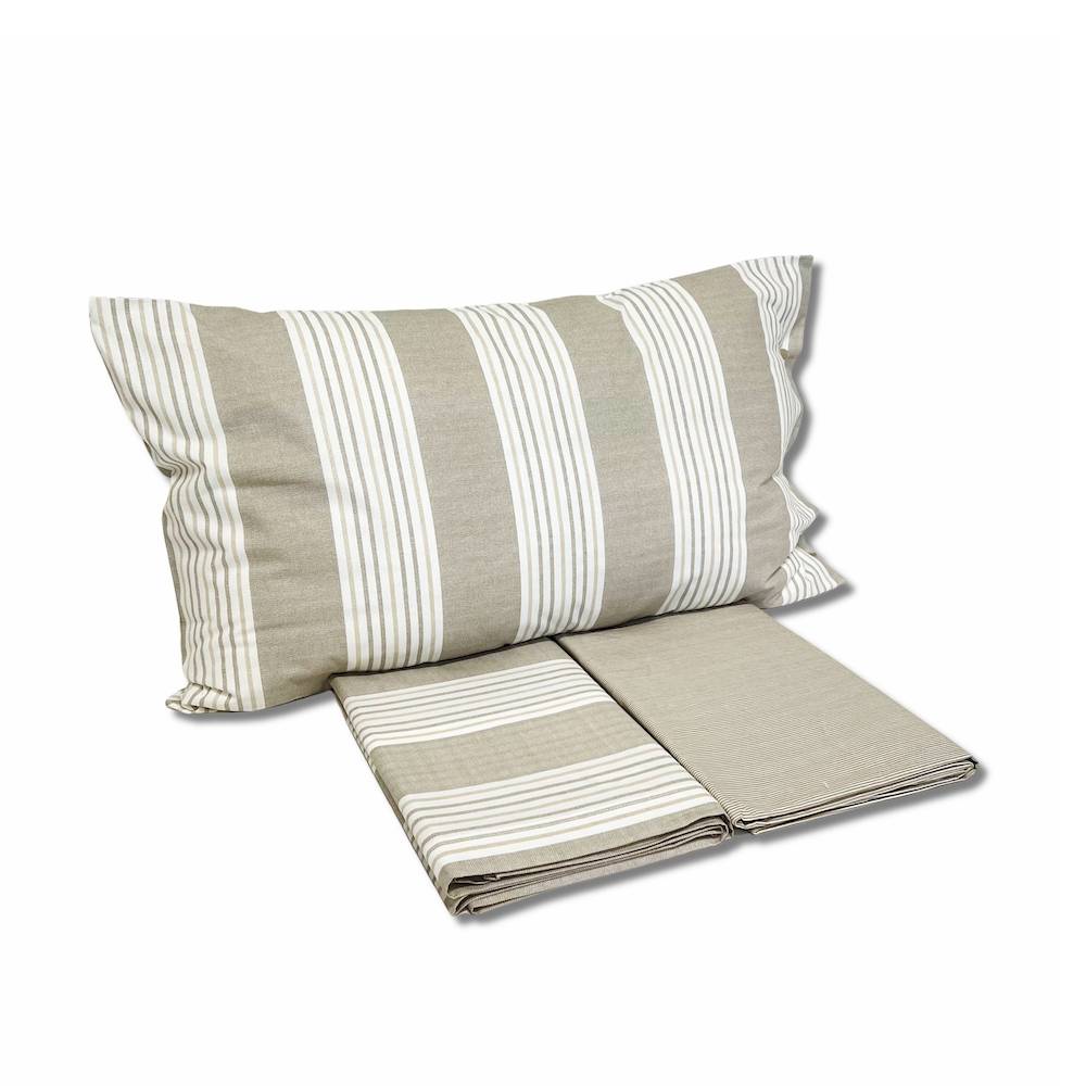 Completo Lenzuola Millerighe beige matrimoniale