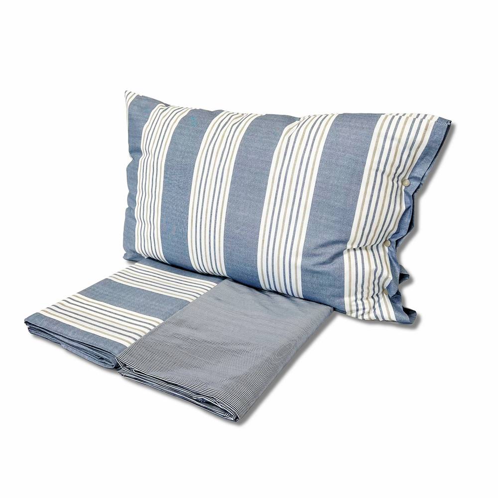 Completo Lenzuola Millerighe blu matrimoniale