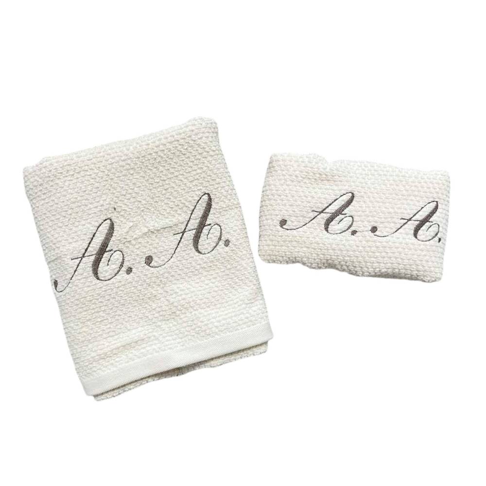Coppia asciugamani chicco di riso panna Personalizzato