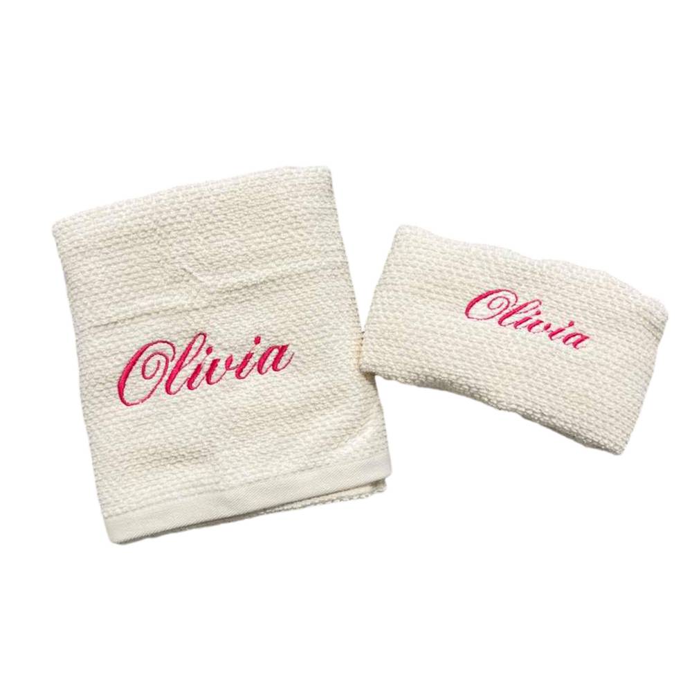 Coppia asciugamani chicco di riso panna Personalizzato