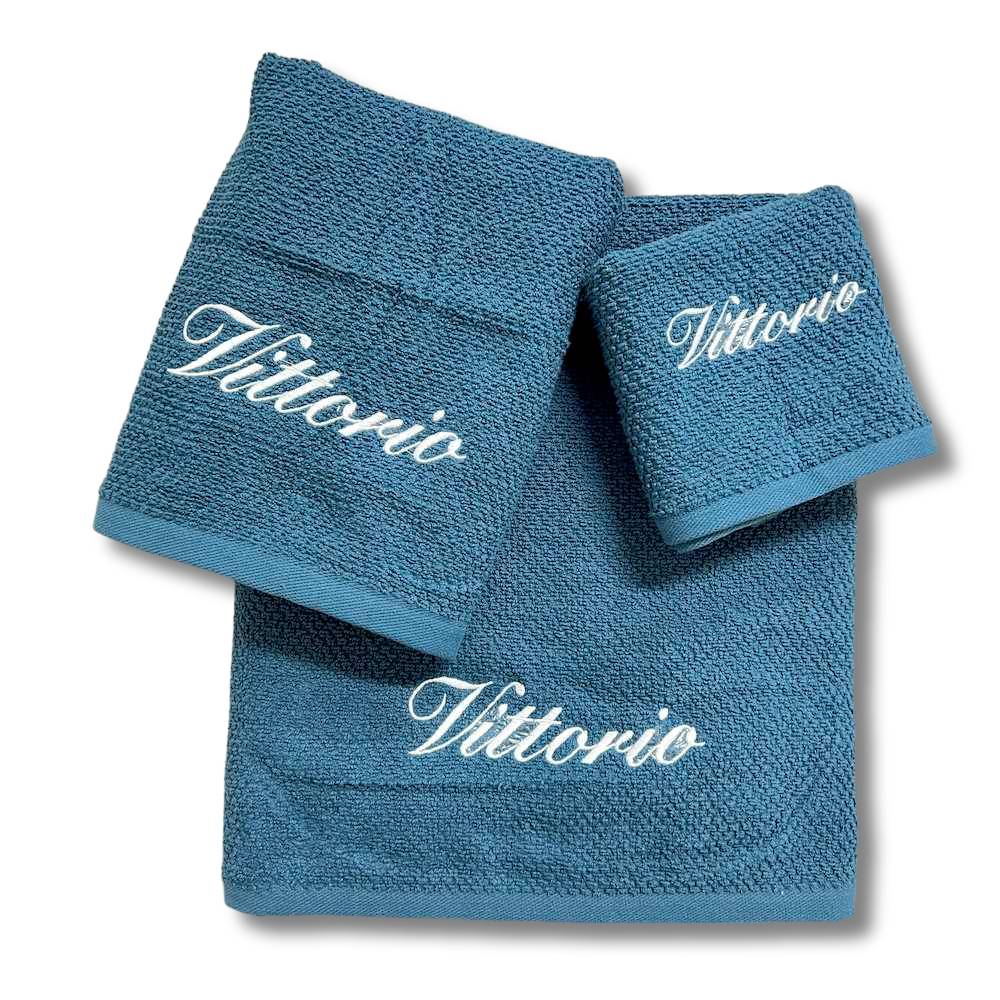 Set 3 pezzi Chicco di riso petrolio Personalizzato