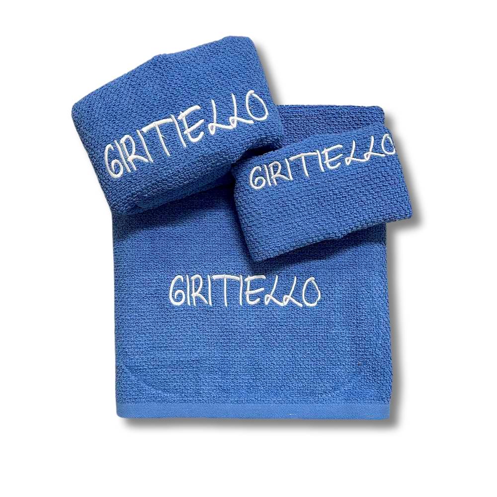 Set 3 pezzi Chicco di riso blu Personalizzato