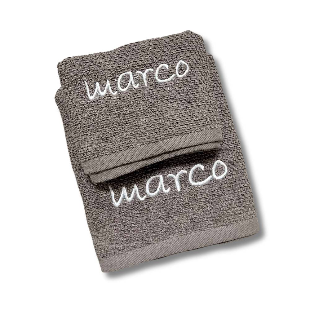 Coppia asciugamani chicco di riso grigio fumo Personalizzato