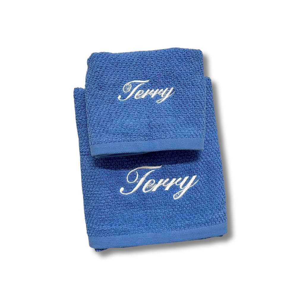 Coppia asciugamani chicco di riso blu Personalizzato