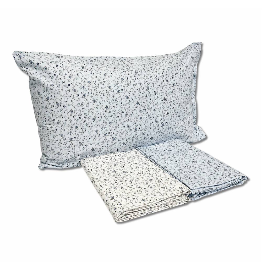 Completo Lenzuola Armonia fiorellini azzurro matrimoniale