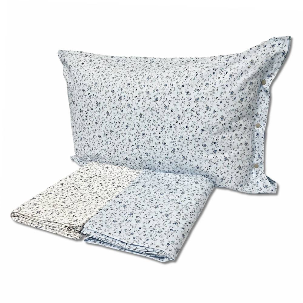 Completo Lenzuola Armonia fiorellini azzurro matrimoniale