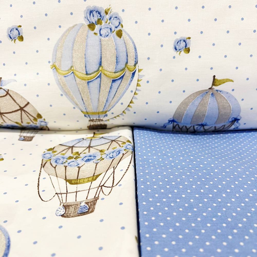 Completo Lenzuola Mongolfiere azzurro singolo