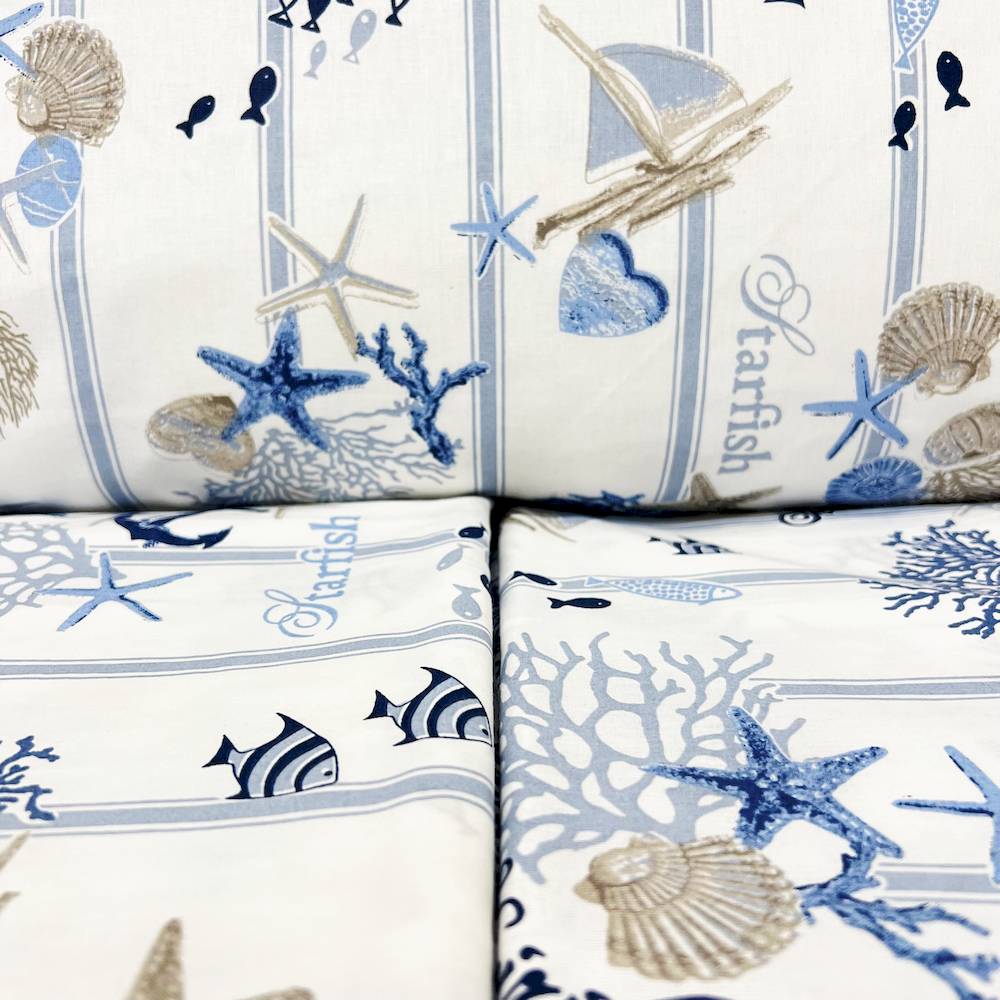 Completo Lenzuola Oceano rigato blu bianco Singolo