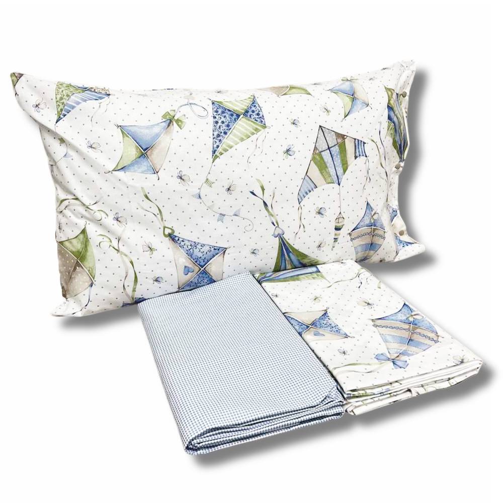 Completo Lenzuola Aquiloni azzurri singolo