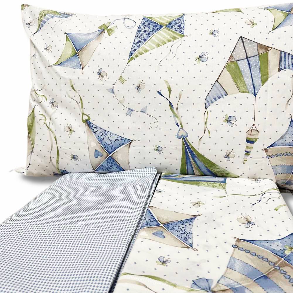 Completo Lenzuola Aquiloni azzurri singolo