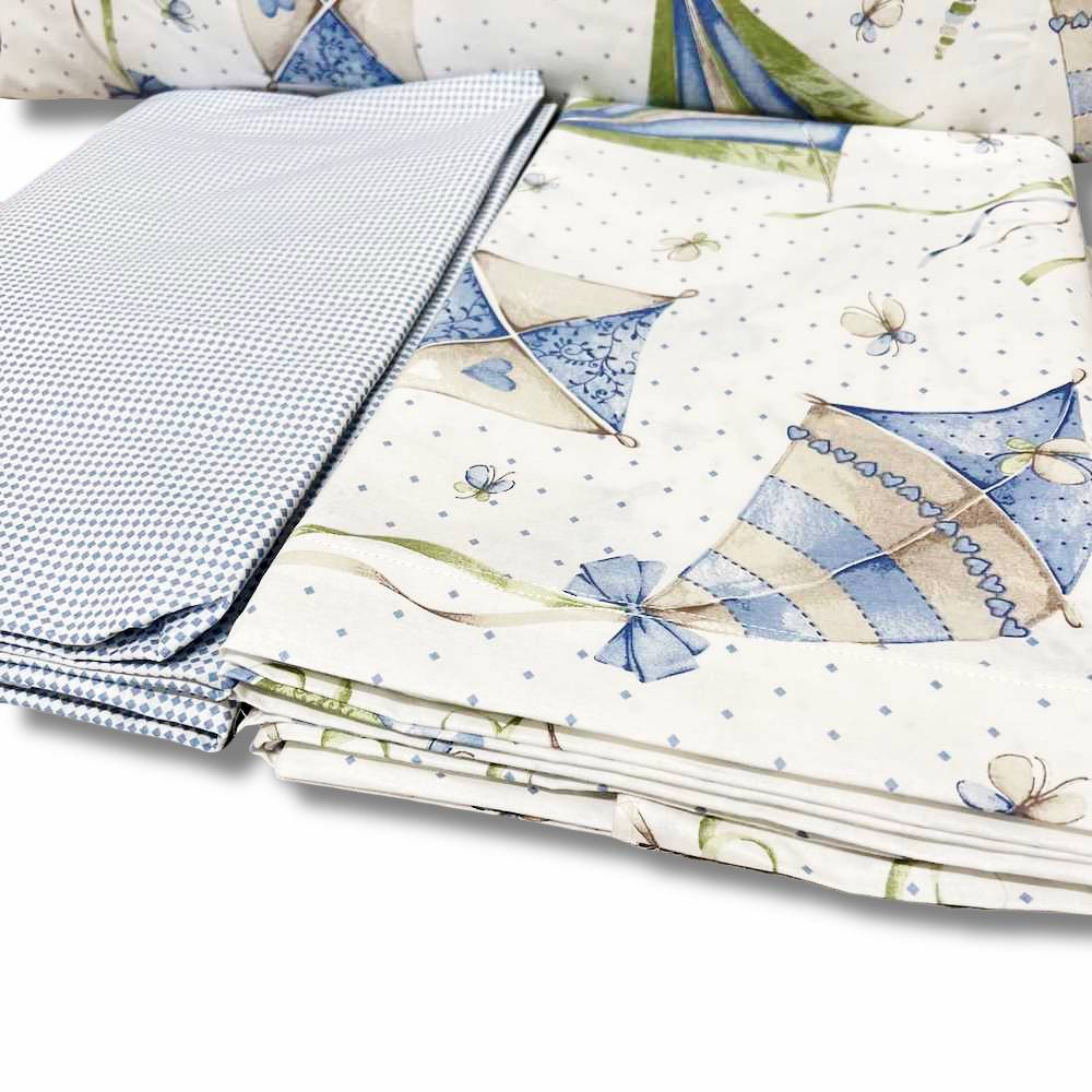 Completo Lenzuola Aquiloni azzurri singolo