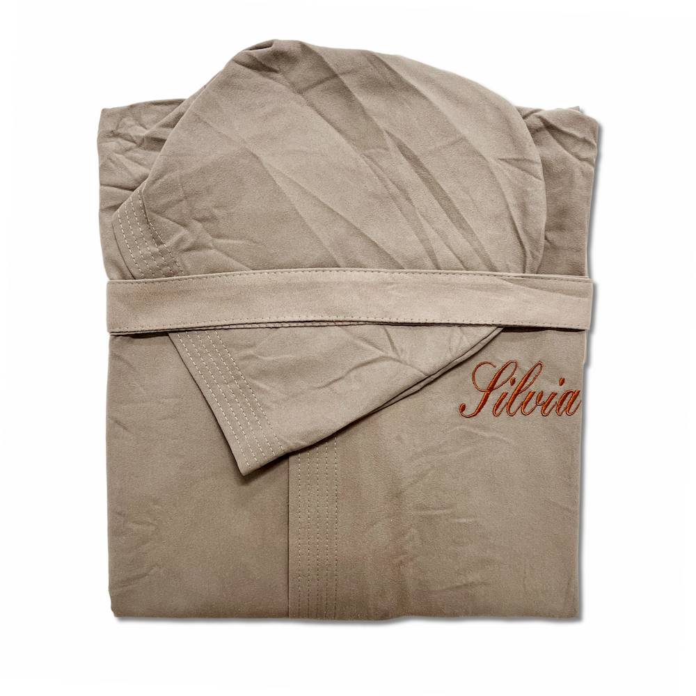 Accappatoio in Microfibra Tortora Personalizzato