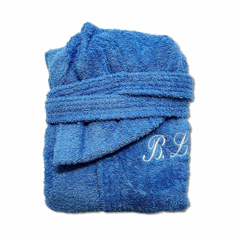 Accappatoio bambino in spugna con cappuccio blu Personalizzato