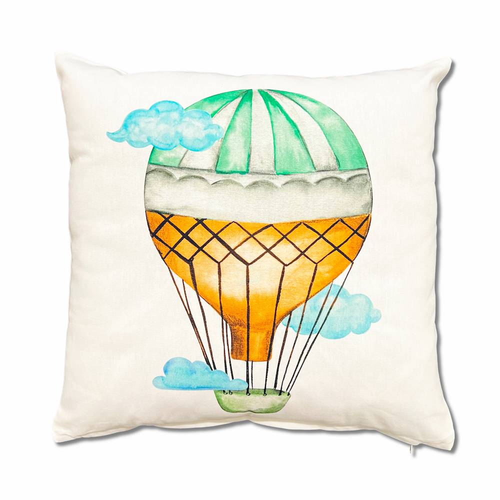 Federa cuscino 45 x 45 Stampa digitale air mongolfiera verde e arancio