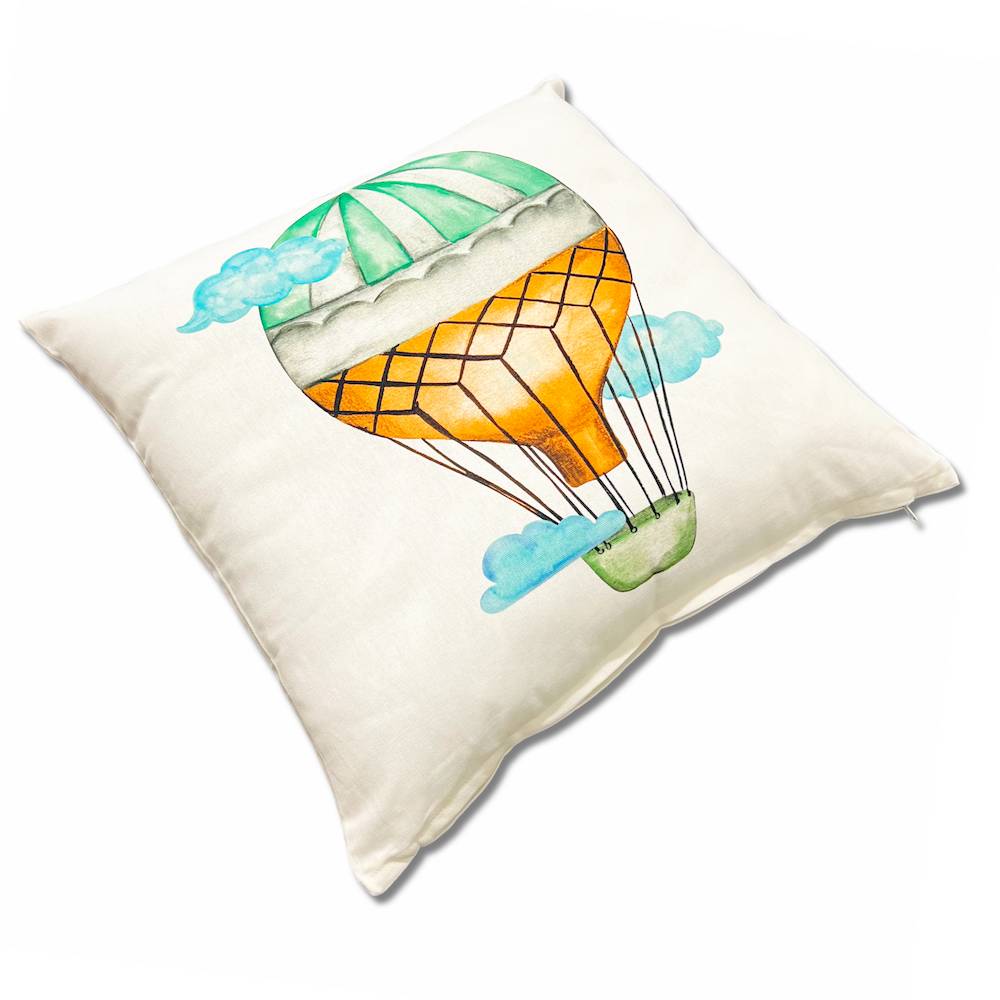 Federa cuscino 45 x 45 Stampa digitale air mongolfiera verde e arancio
