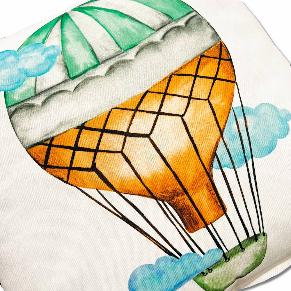 Federa cuscino 45 x 45 Stampa digitale air mongolfiera verde e arancio