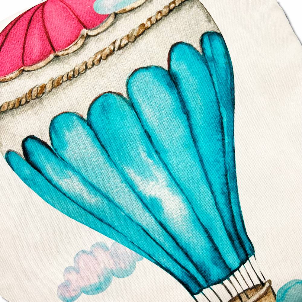 Federa cuscino 45 x 45 Stampa digitale air mongolfiera azzurra e fuxia