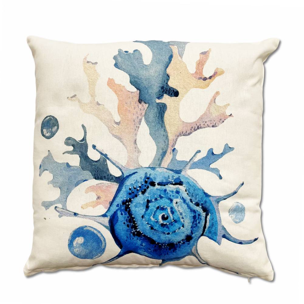 Federa cuscino 45 x 45 Stampa digitale celine conchiglia blu