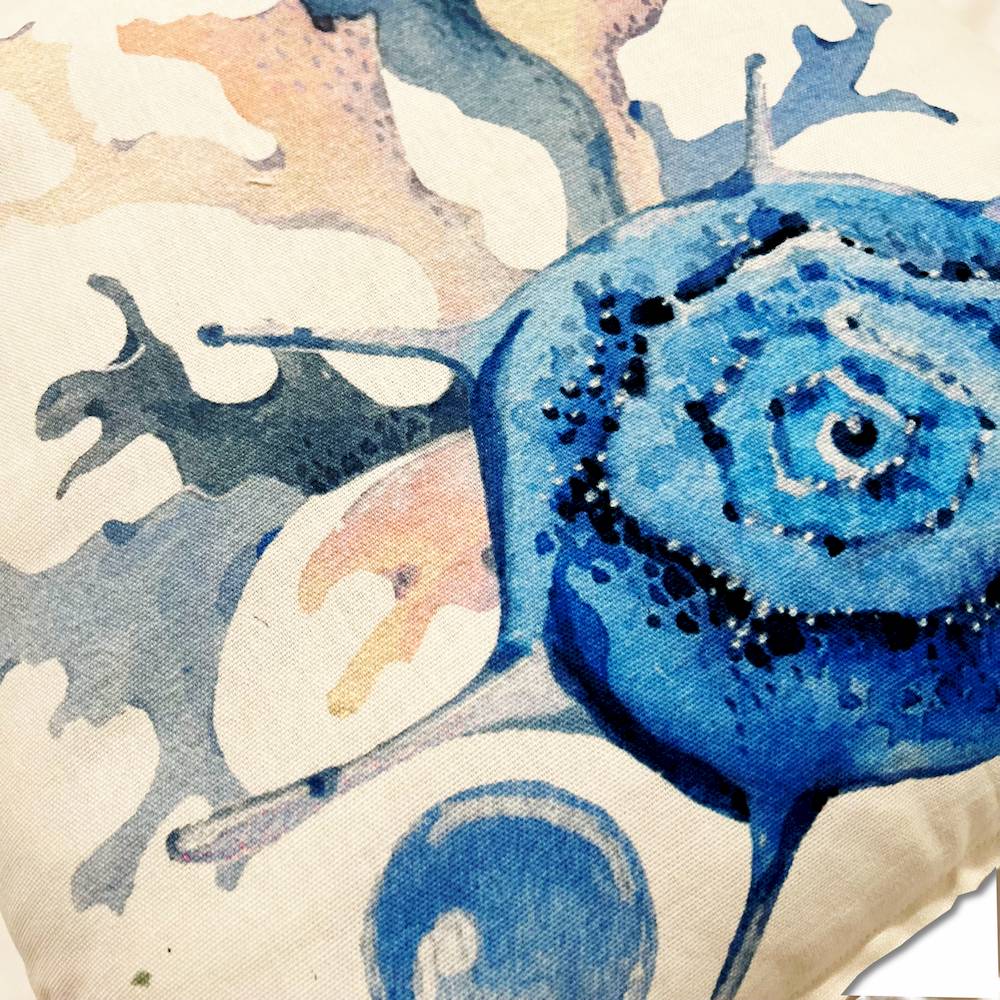 Federa cuscino 45 x 45 Stampa digitale celine conchiglia blu